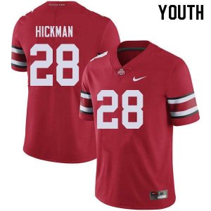 NCAA Ohio State Buckeyes Youth #28 Ronnie Hickman Red Nike Football College Jersey CBI6045SX